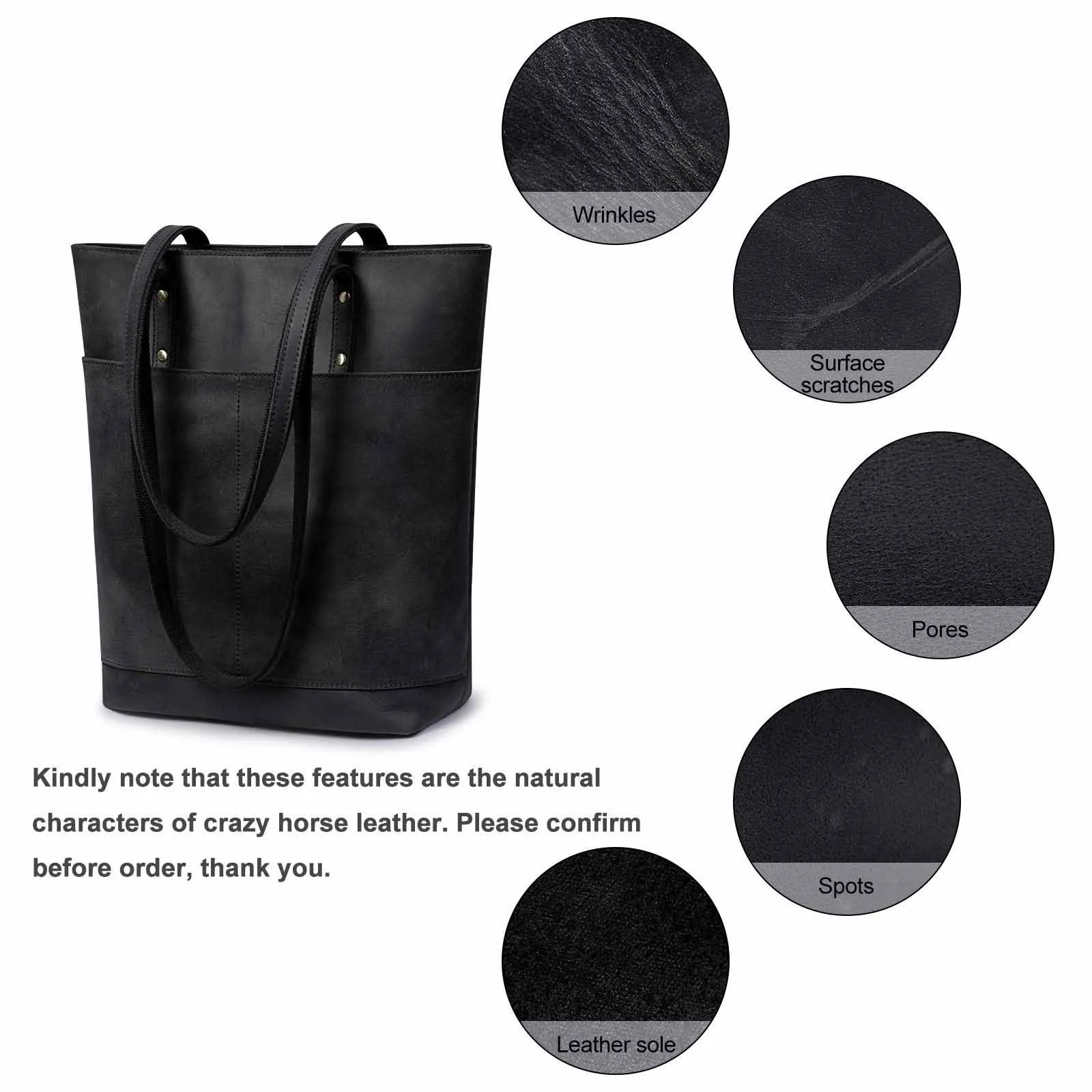 Medium Leather Tote With Big Front Pocket