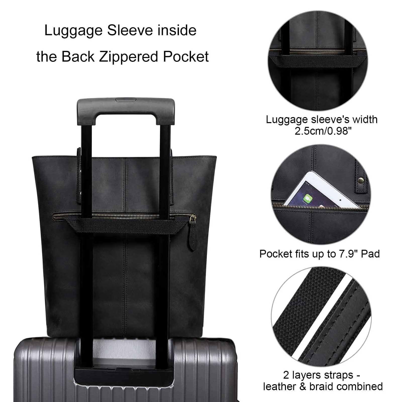 Medium Leather Tote With Big Front Pocket