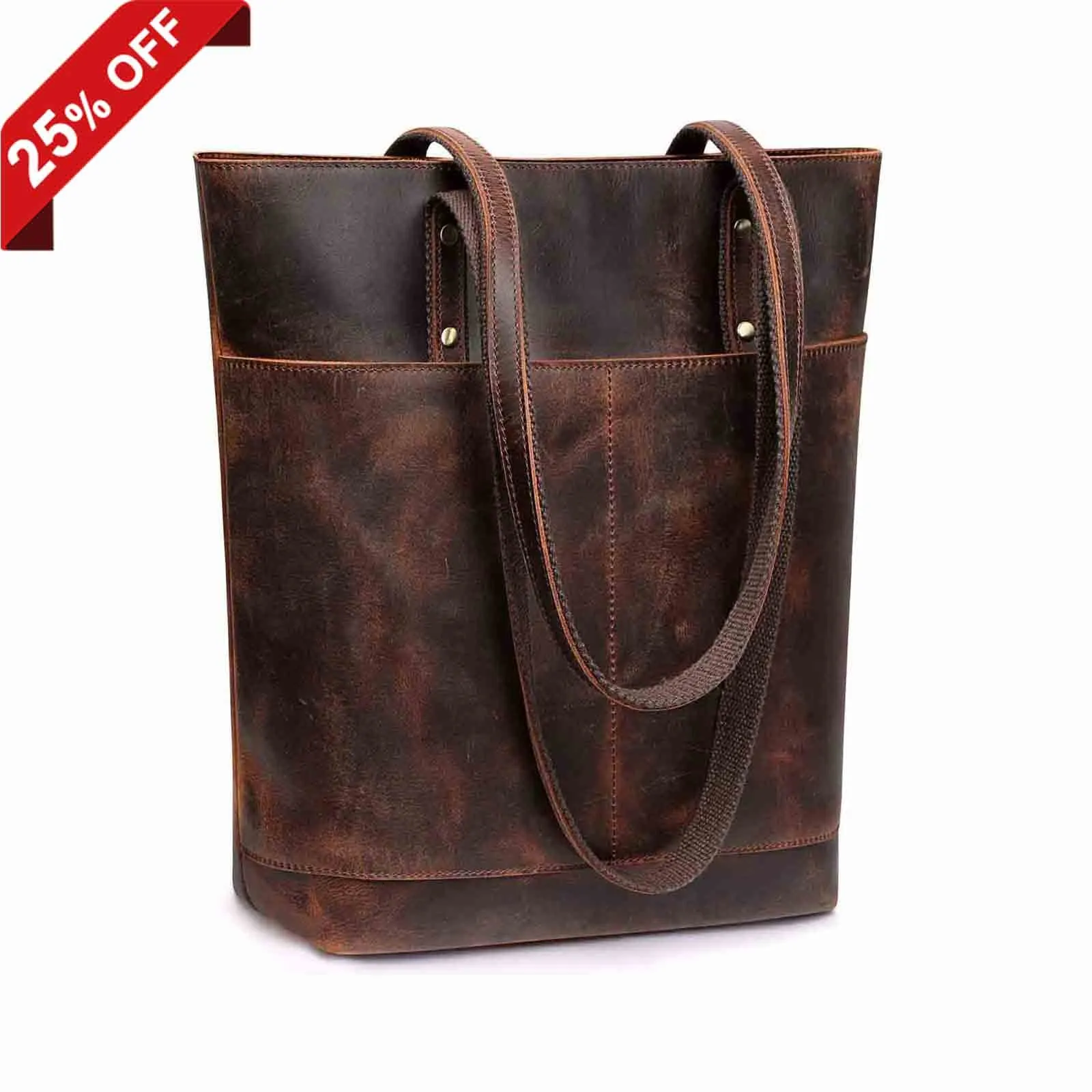 Medium Leather Tote With Big Front Pocket