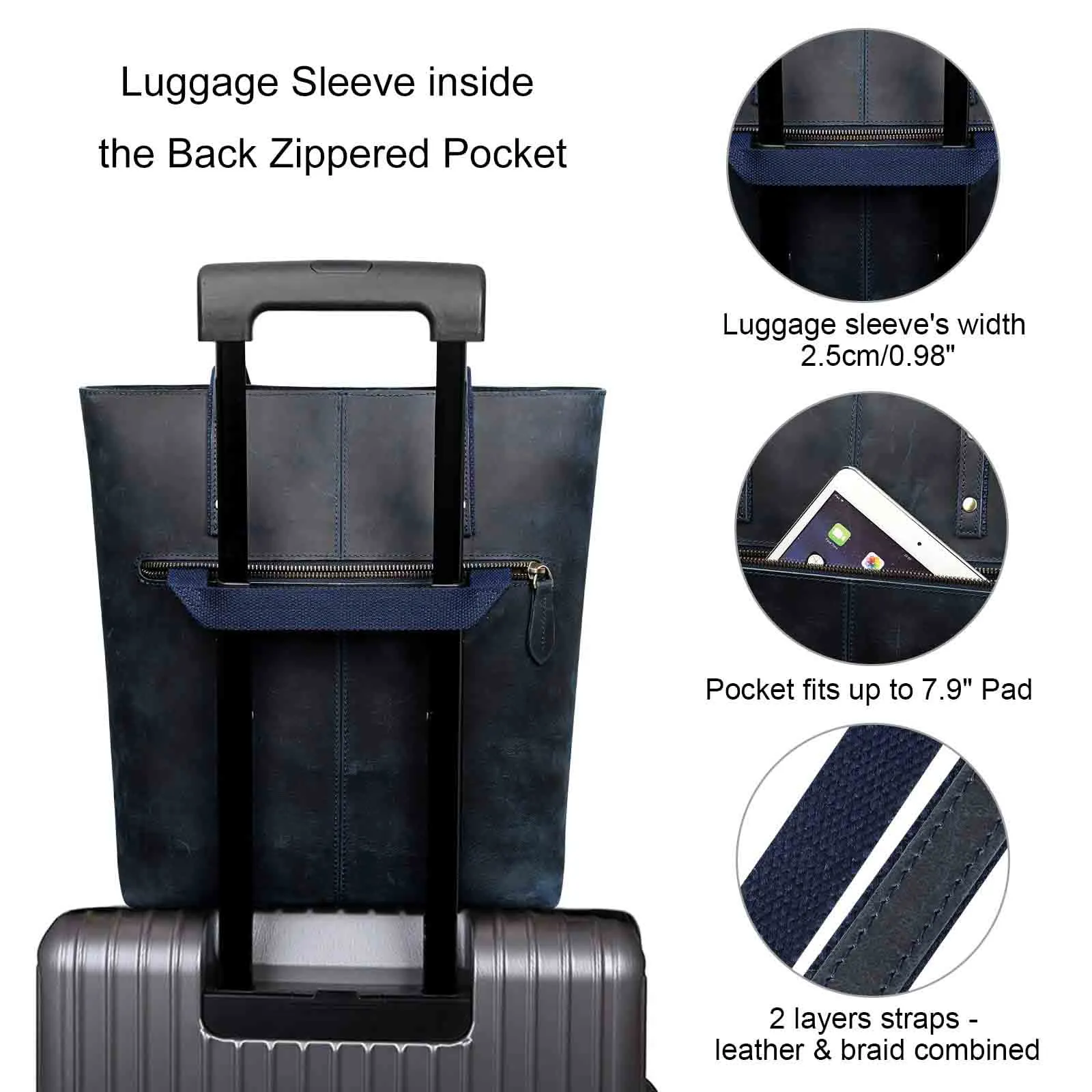 Medium Leather Tote With Big Front Pocket