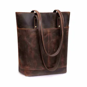 Medium Leather Tote With Big Front Pocket