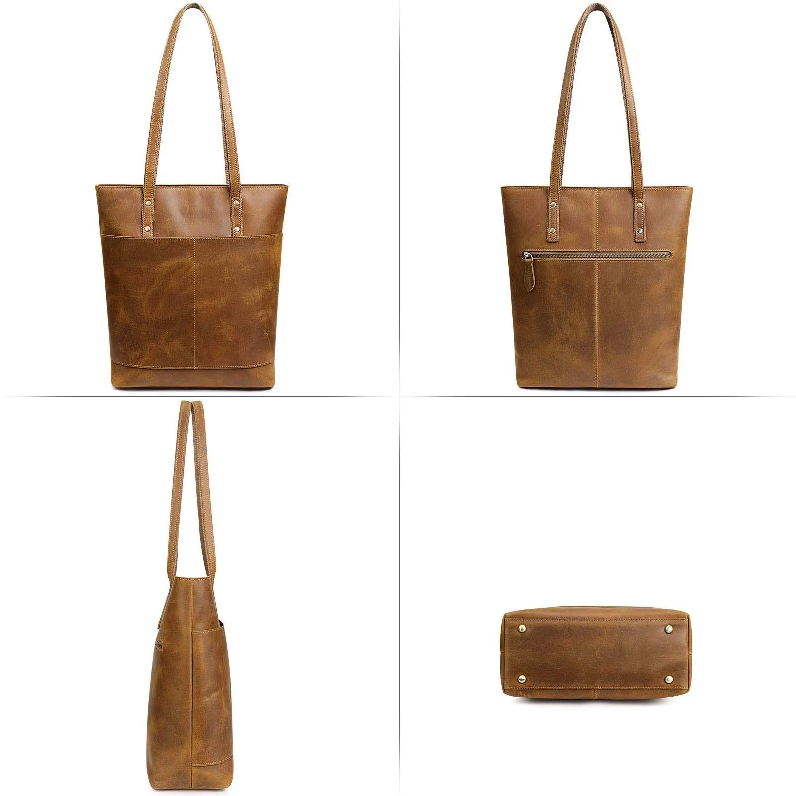 Medium Leather Tote With Big Front Pocket