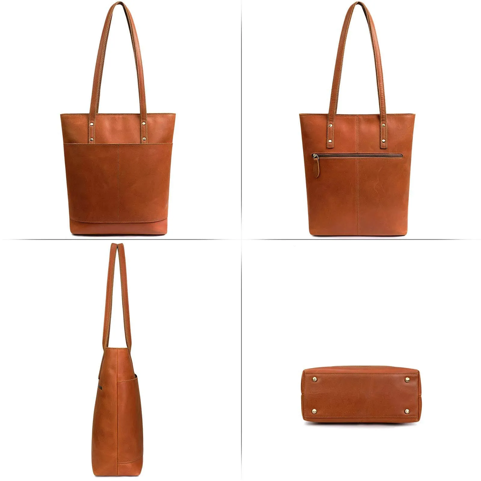 Medium Leather Tote With Big Front Pocket