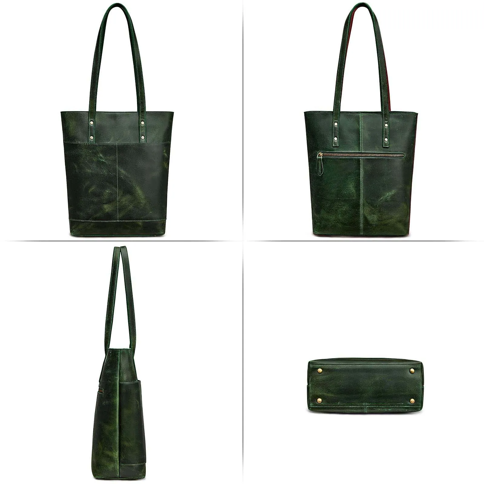 Medium Leather Tote With Big Front Pocket