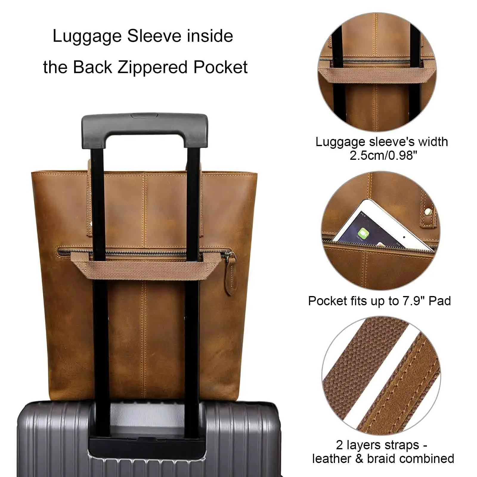 Medium Leather Tote With Big Front Pocket