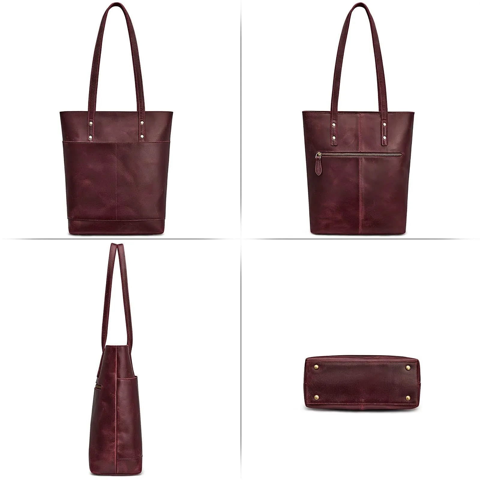 Medium Leather Tote With Big Front Pocket