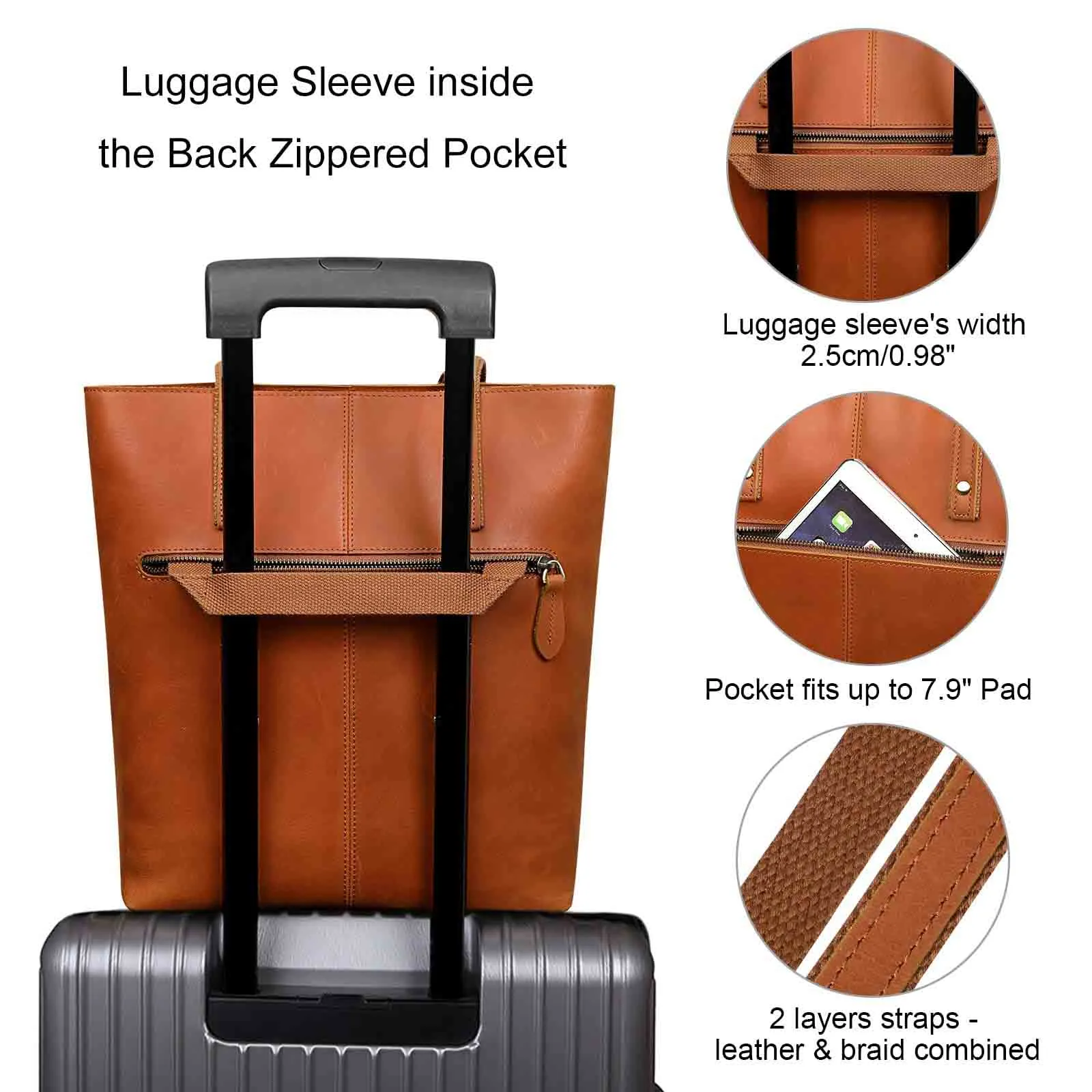 Medium Leather Tote With Big Front Pocket