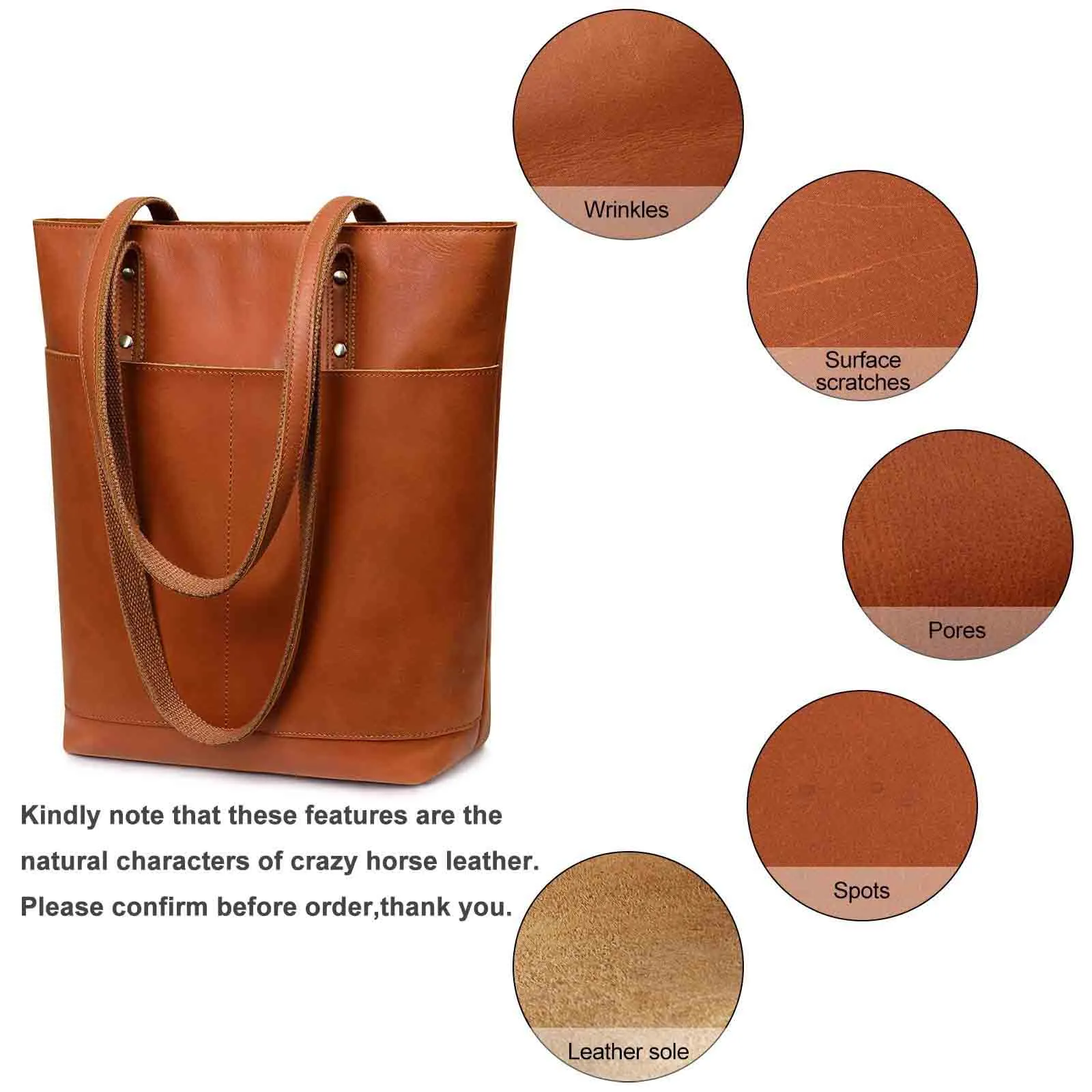 Medium Leather Tote With Big Front Pocket