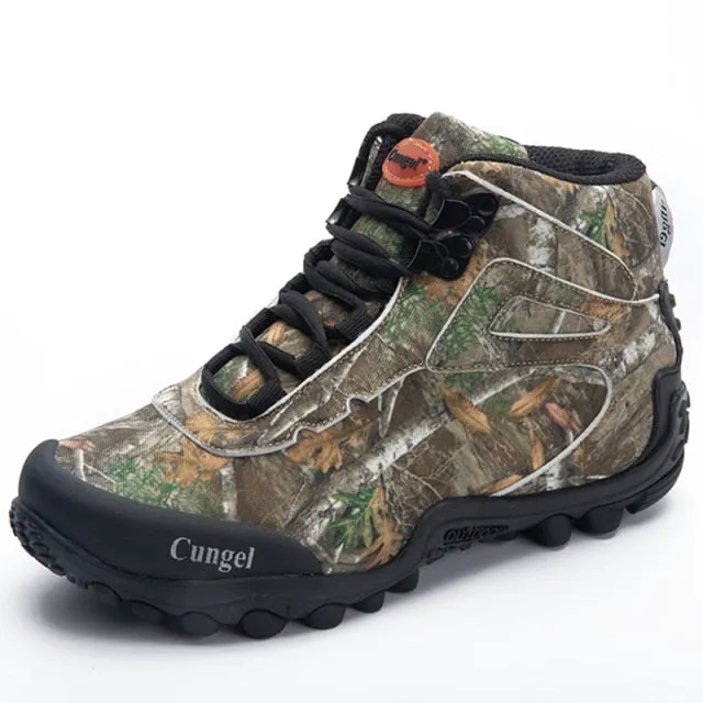 Men High Top Hiking Shoes Durable Waterproof Tactical Boots