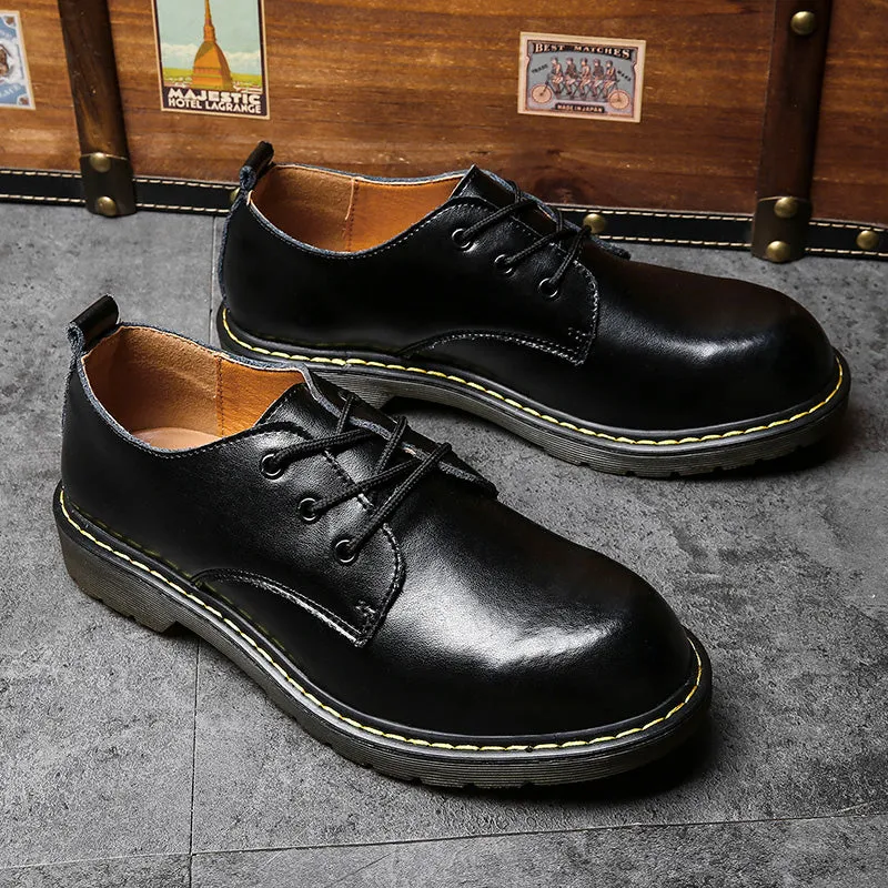 Men Leather Martin Shoes Handmade Breathable Dress Shoes Flats