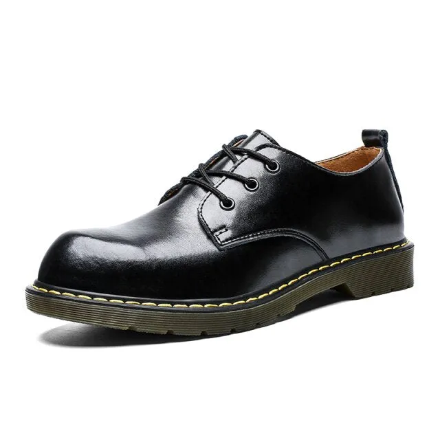 Men Leather Martin Shoes Handmade Breathable Dress Shoes Flats