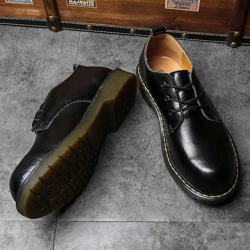 Men Leather Martin Shoes Handmade Breathable Dress Shoes Flats