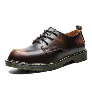 Men Leather Martin Shoes Handmade Breathable Dress Shoes Flats