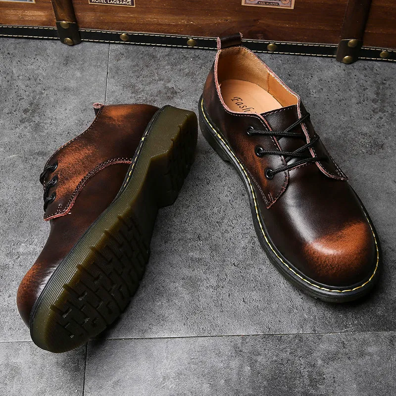 Men Leather Martin Shoes Handmade Breathable Dress Shoes Flats