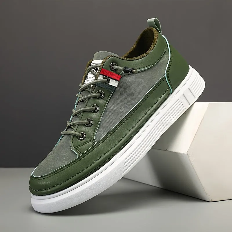 Men's All-Season Skate Shoes - Casual Gray Canvas Sneakers with White Rubber Sole, Non-Slip, Comfort Fit | Elastic Laces & EVA Insole for Casual Attire