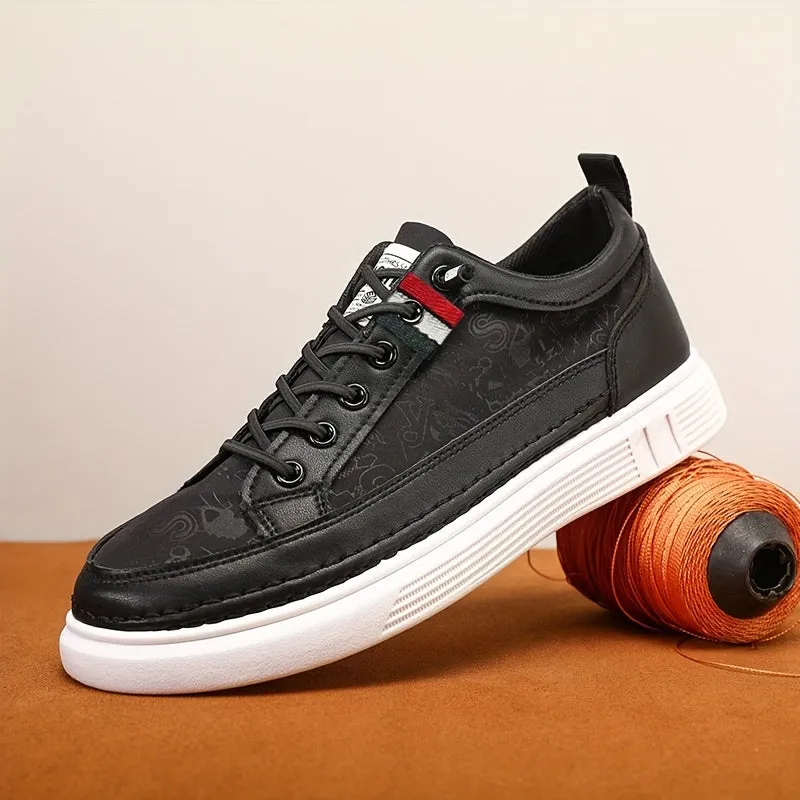 Men's All-Season Skate Shoes - Casual Gray Canvas Sneakers with White Rubber Sole, Non-Slip, Comfort Fit | Elastic Laces & EVA Insole for Casual Attire