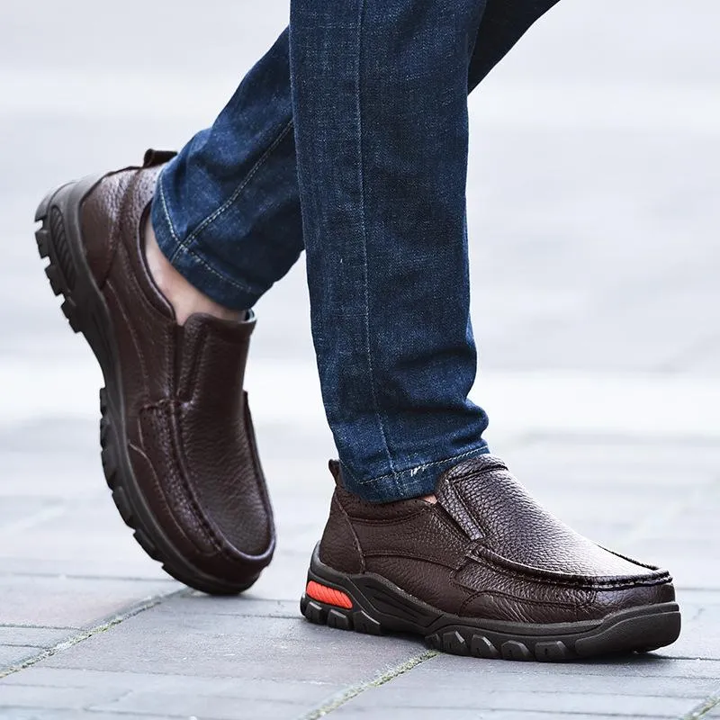 Men's Business Casual Lightweight Cozy Cowhide Slip-On Shoes