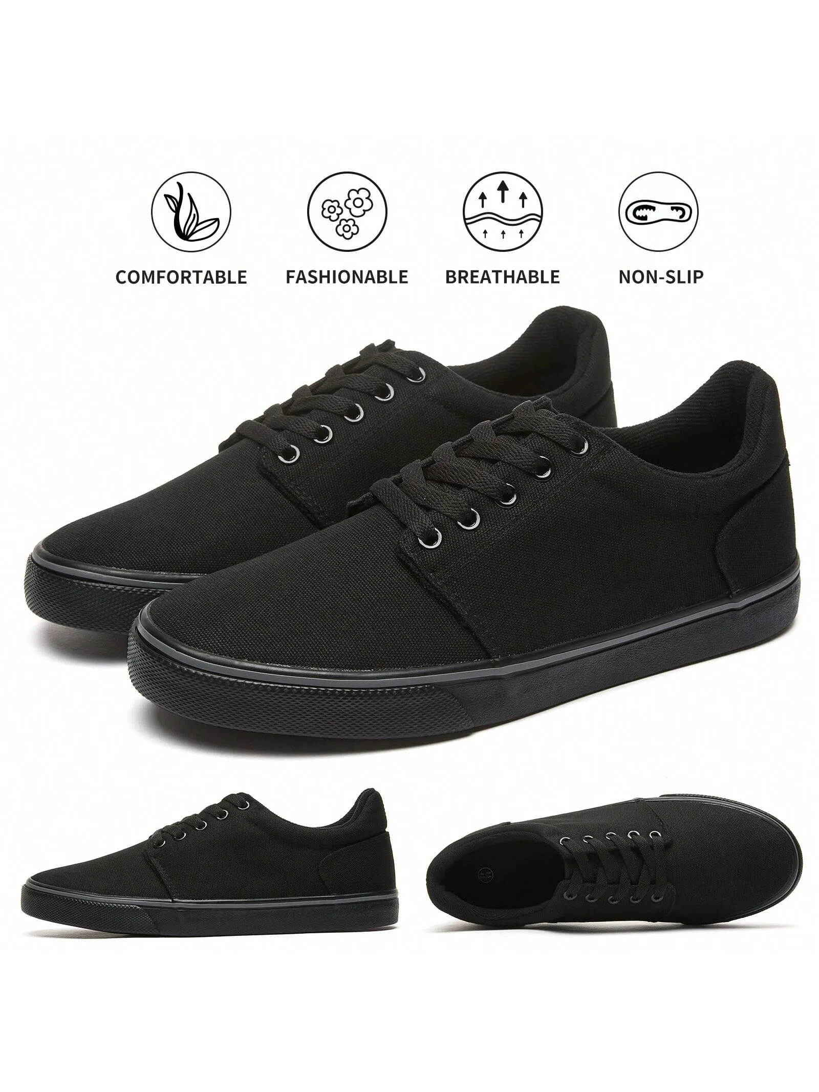 Men's Classic Canvas Sneakers: Comfortable Low-Top Lace-Up