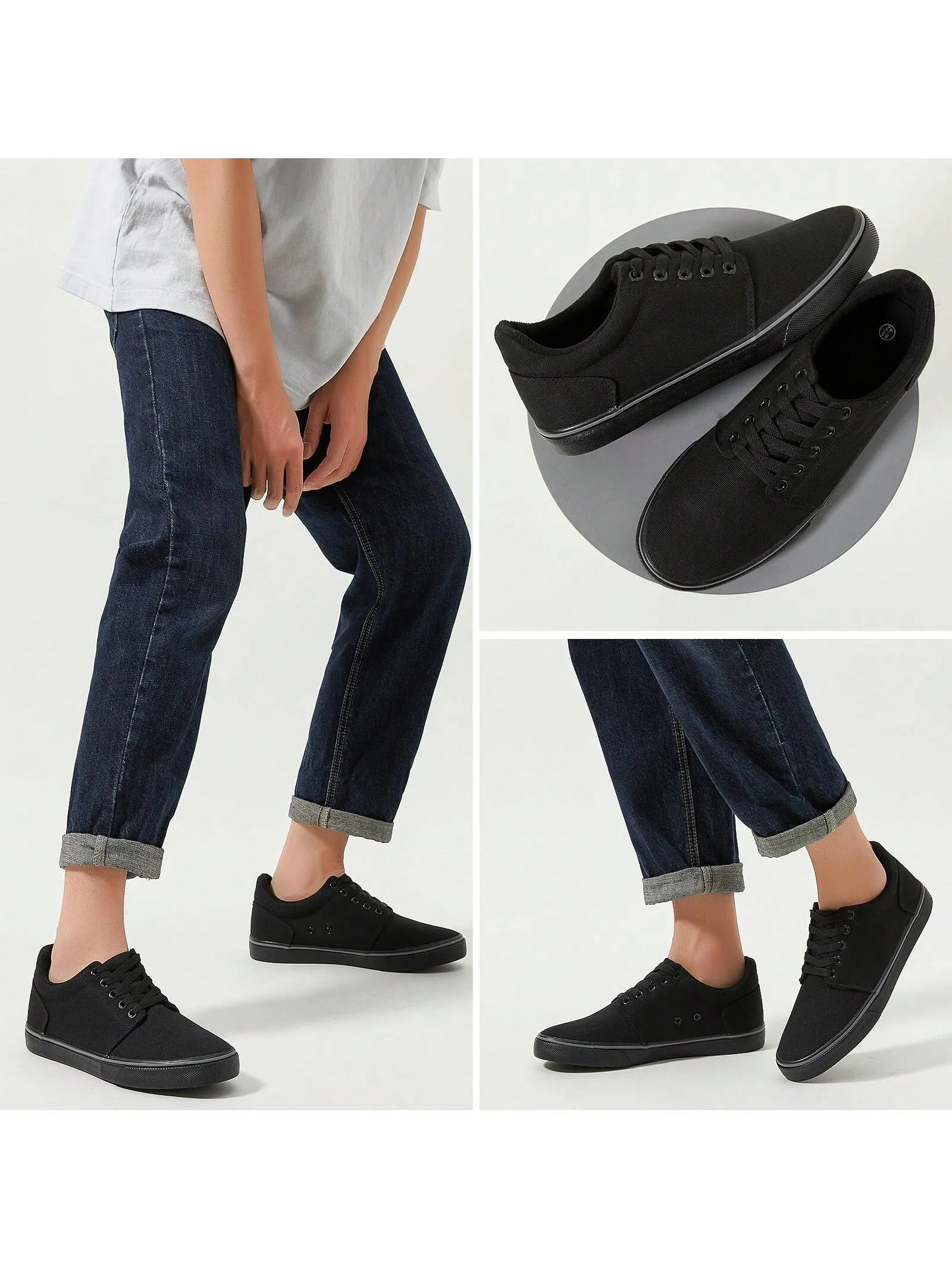 Men's Classic Canvas Sneakers: Comfortable Low-Top Lace-Up