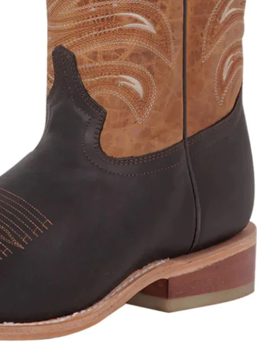 Men's Genuine Leather Classic Western Cowboy Boots 'El General' Color Choco 42992