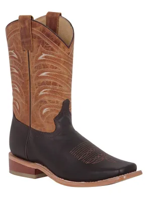 Men's Genuine Leather Classic Western Cowboy Boots 'El General' Color Choco 42992