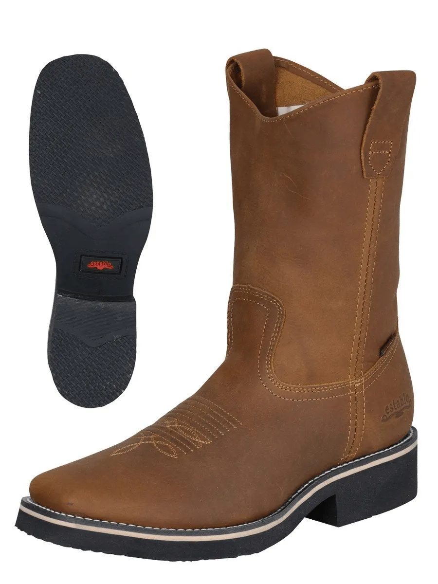 Men's Genuine Leather Rodeo Work Boots 'Establo' Mango Color 41549