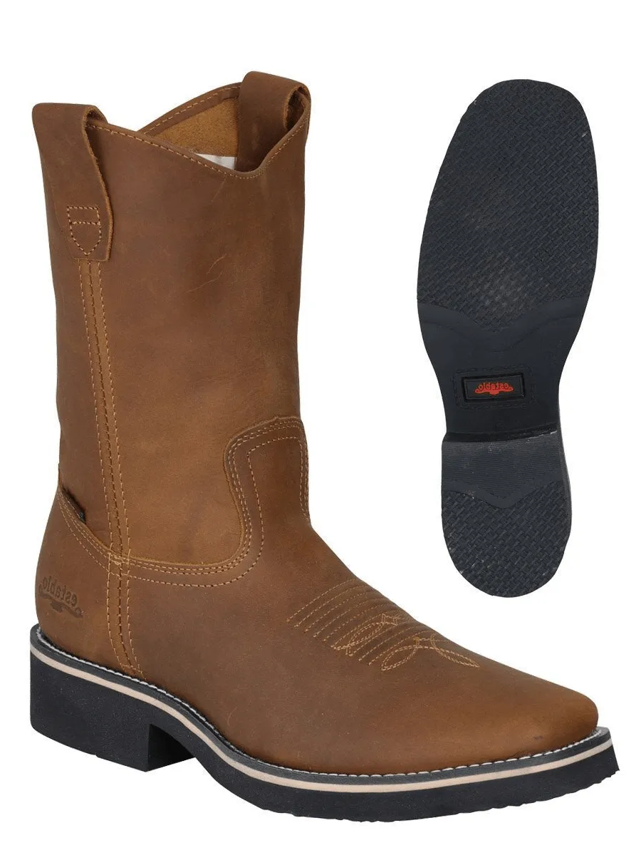 Men's Genuine Leather Rodeo Work Boots 'Establo' Mango Color 41549