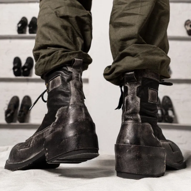 Mens Round Toe Genuine Leather Work Safety Shoes