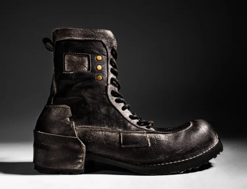 Mens Round Toe Genuine Leather Work Safety Shoes