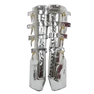 Metallic Silver Tiptoe Heels Boots