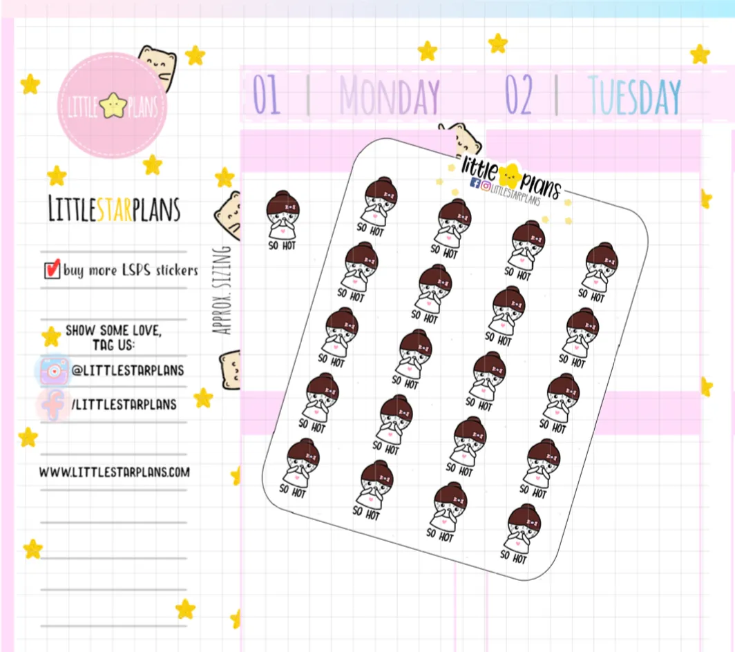 Mimi So Hot, Sweating, Summer Planner Stickers (M205)