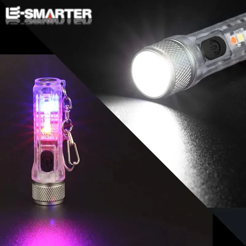Mini LED Keychain Light Portable Luminous Small EDC Flashlight Outdoor 10 Lighting Modes Waterproof Camping Warning Strong Torch