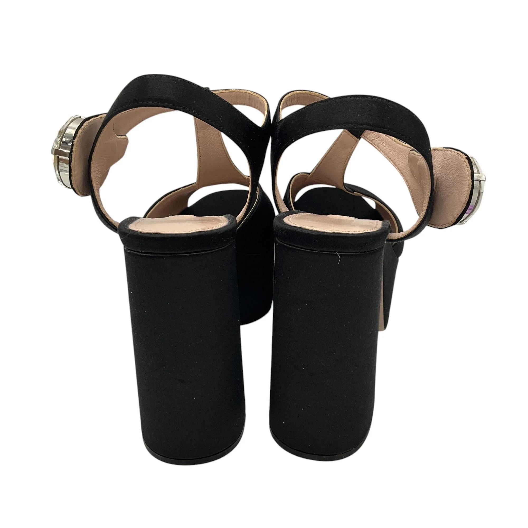 Miu Miu Black Crystal Embellished Satin Platform Sandals