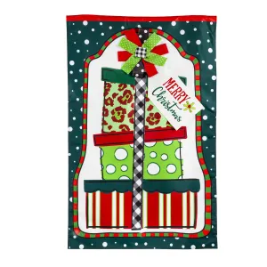 Mixed Print Presents House Applique Flag,159336