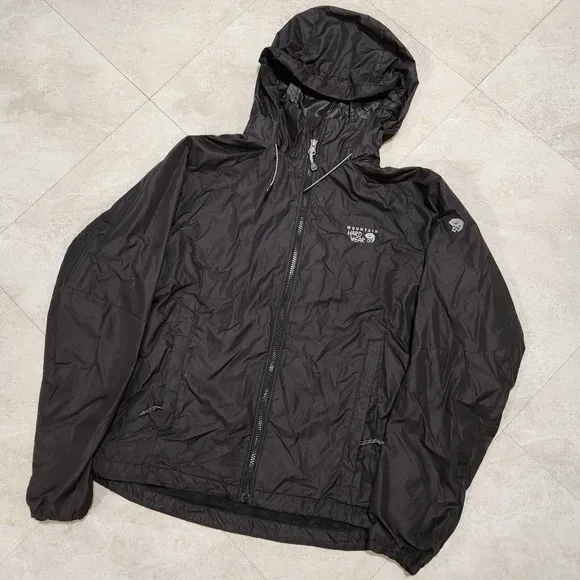 Mountain Hardwear Womens S Small Black Full Zip Hooded Waterproof Outdoor Jacket