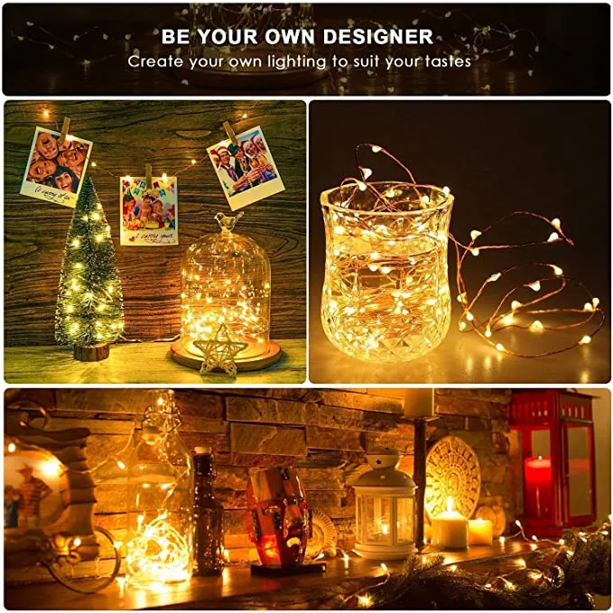 New [2 Packs] Mintlemon Fairy Lights 33ft 100 LEDs, 8 Lighting Modes Dimmable String Lights with Remote, USB Powered Twinkle Lights for Bedroom Garden Wedding Party Backdrop Tapestry Canopy Gazebo (Warm White Copper)