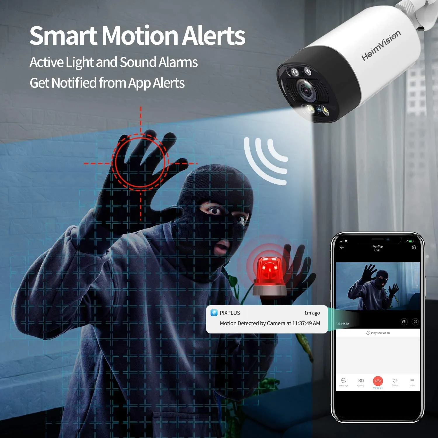 New HeimVision HM211 Outdoor Security Camera Wireless, 1080P WiFi with Night Vision, Floodlight, Siren Alarm, Two-Way Audio, Motion Detection, Waterproof, Cloud Service/Microsd Support!
