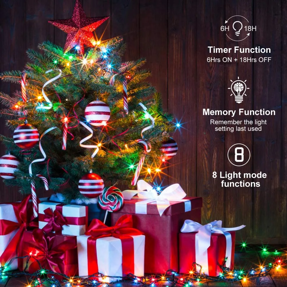 New in box! 300 LED String Lights/Fairy Lights, 105 feet 8 Modes Battery Operated, Waterproof Indoor/Outdoor Decorative Lights, Muti Colour, Retails $90 