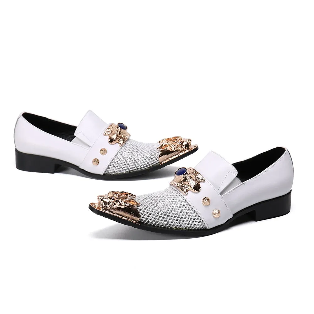 New Italian Men Real Leather Shoes White Man Wedding Dress Shoes British Formal Business Leather Shoes Male Large Size Brogues