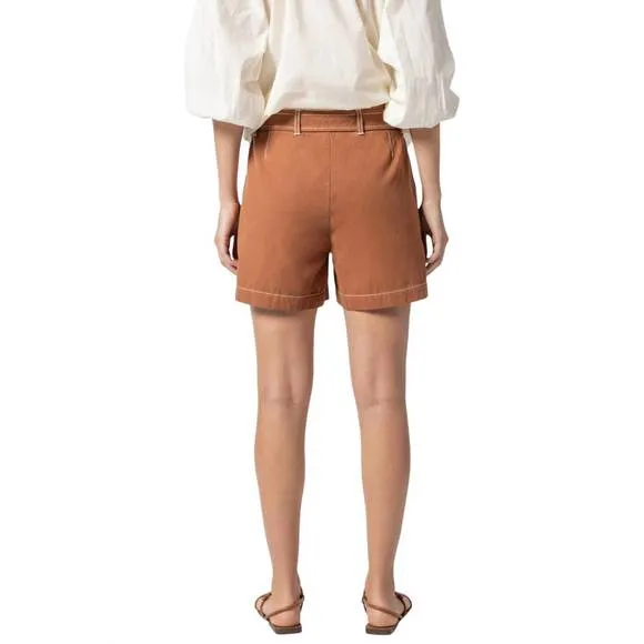 NEW LILLA P belted canvas short in bronze