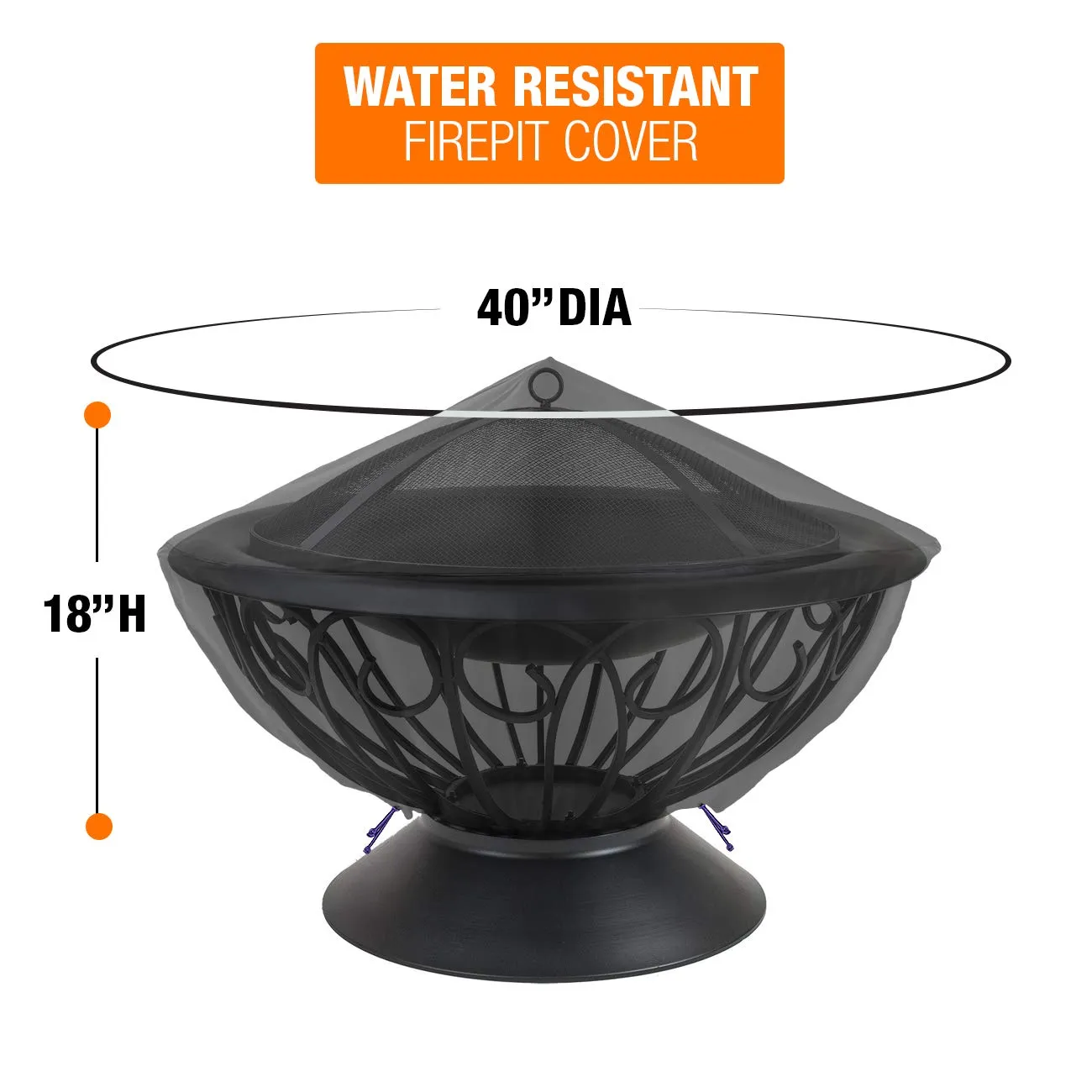 New Sorbus Fire Pit Cover, Round 40-Inch Diameter, Heavy Duty Waterproof, Perfect for Home, Patio, Lawn, Garden Furniture, Carry Bag Included (Black)
