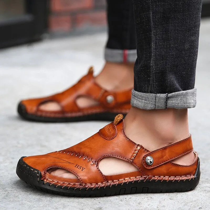 New Summer Men Sandals High Quality Genuine Leather