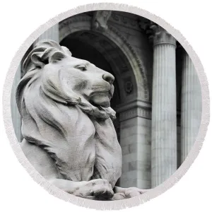 New York Lion - Round Beach Towel