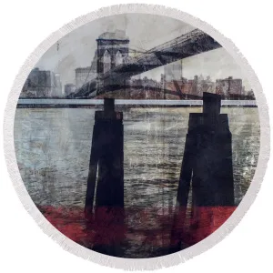 New York Pier - Round Beach Towel