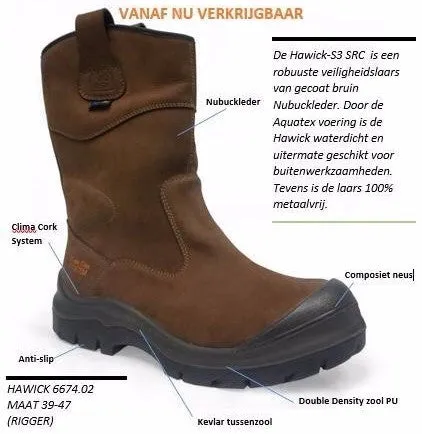 No Risk werkschoen Hawick Aqua-tex XW 1674.02 Metaalvrij S3 Bruin