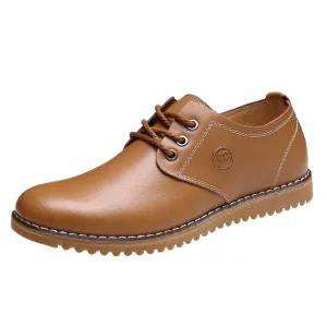 Non Skid Out Mens Tan Premium Leather Dress Shoes -Oxford Lace Up Style Walking Shoes