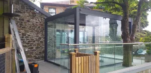 Nova Titan Aluminium Pergola 4m x 3m  optional Glass Sliding Doors - Grey