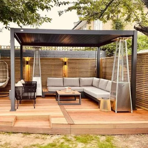 Nova Titan Aluminium Pergola 4m x 3m  optional Glass Sliding Doors - Grey