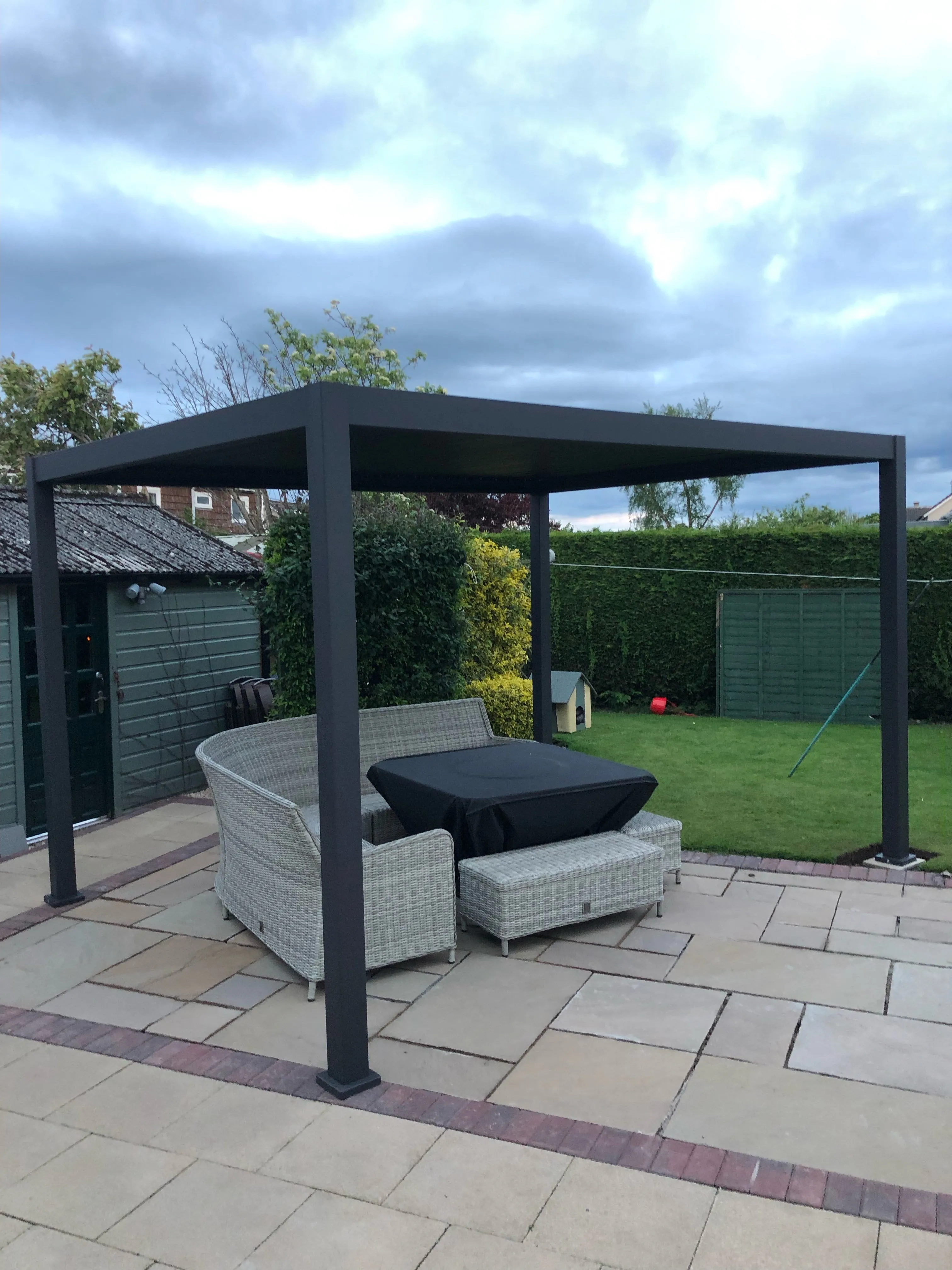 Nova Titan Aluminium Pergola 4m x 3m  optional Glass Sliding Doors - Grey