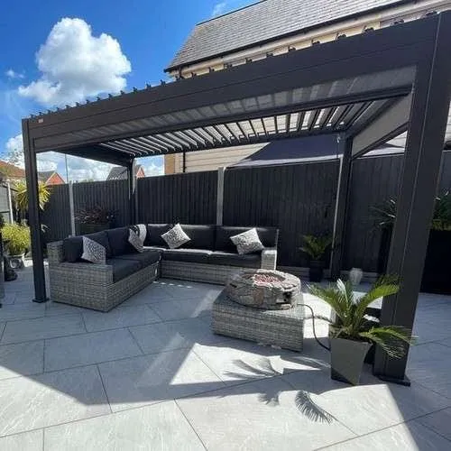 Nova Titan Aluminium Pergola 4m x 3m  optional Glass Sliding Doors - Grey